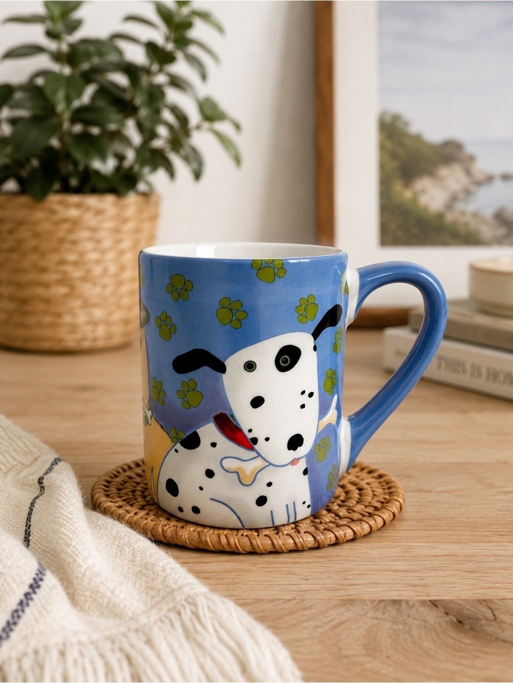 Gibson Home Top Dog Coffee Mug Blue Dog & Paw Print Design Debi Hron